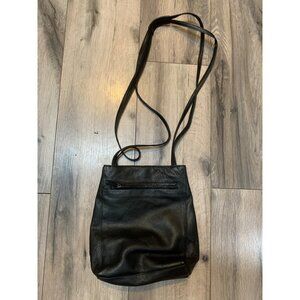 East West New York Black Genuine Cowhide Multi Section Leather Shoulder Bag Indi